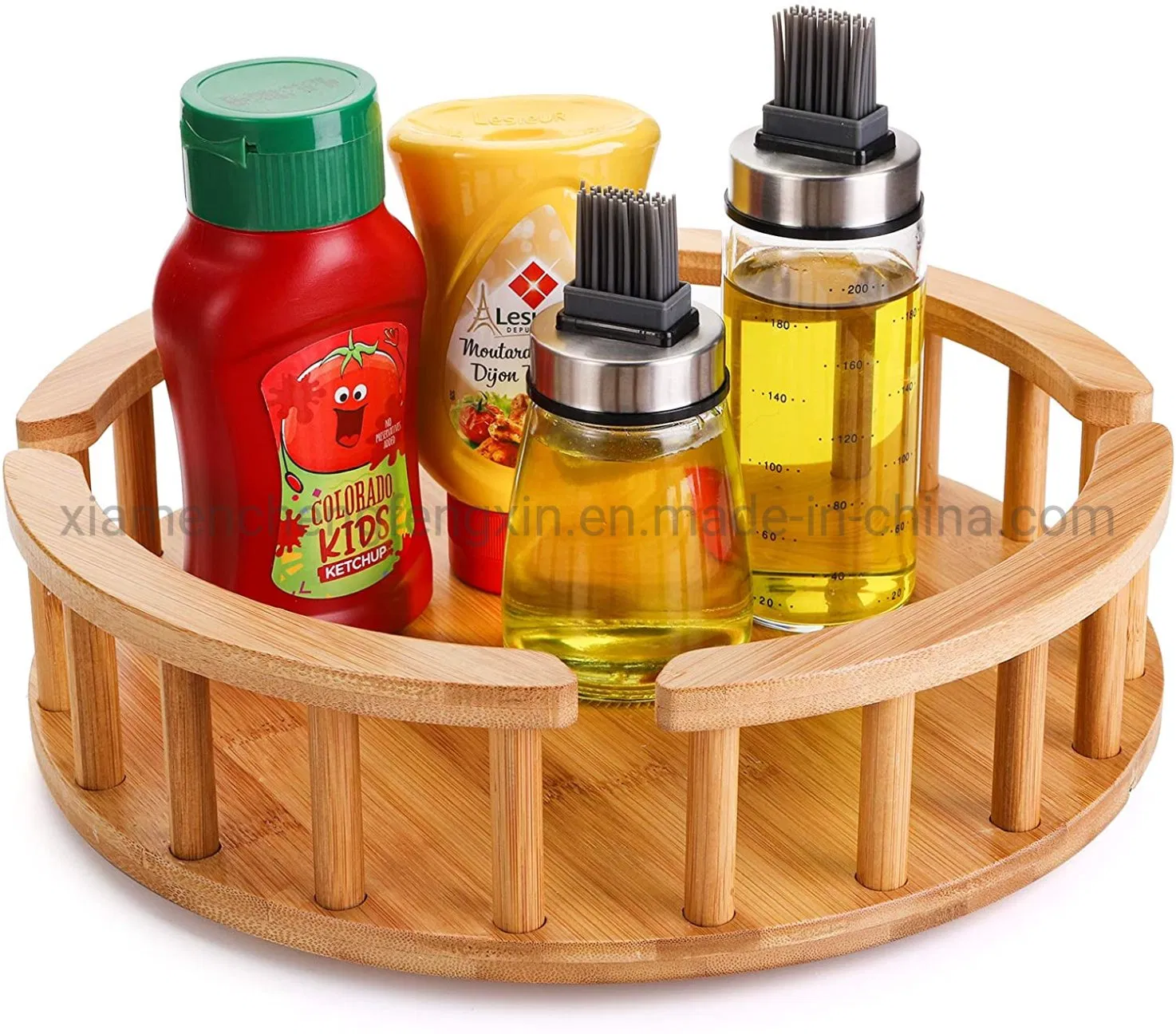Sustainable Bamboo Rotating Lazy Susan for Kitchen Organization
