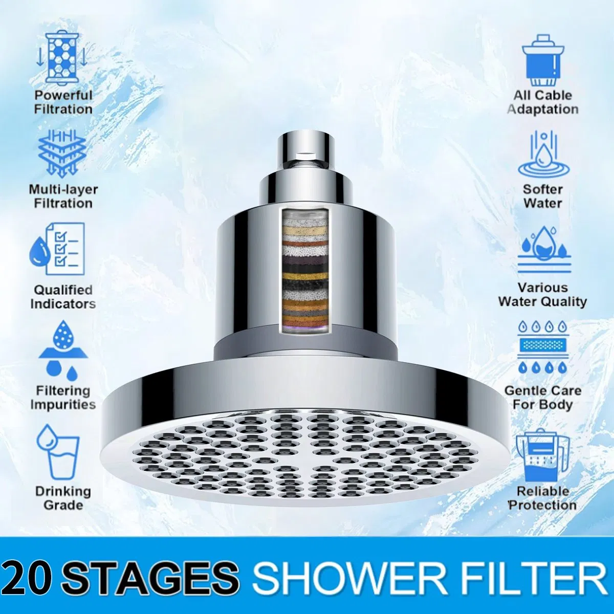 Premium 6-Inch High Pressure Rainfall Shower Head for Luxurious Baths