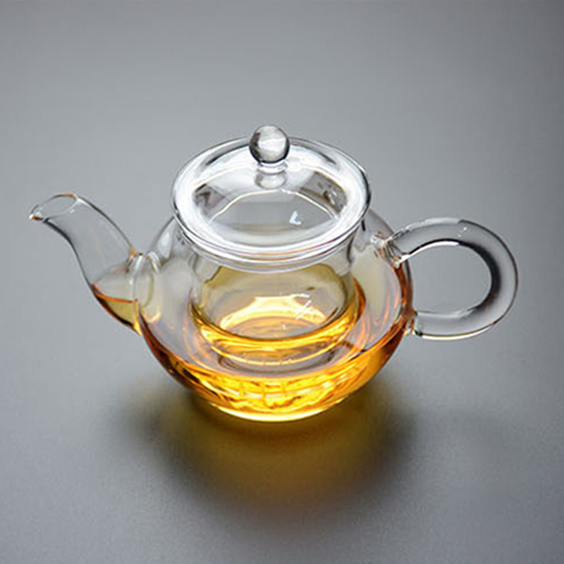 Clear Hand Made Glassware Heat Resistant Borosilicate Glass Kettle Teapot Pot with Stainless Steel Hanging Spring for Tableware
