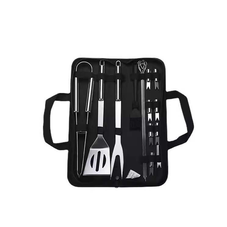 Combo Kit Outdoor Stainless Steel Tube Handle BBQ Grill Tools Bag Grillware