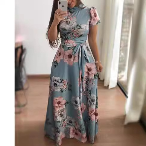 Платье женское осень-зима длинное с принтом и переплетом