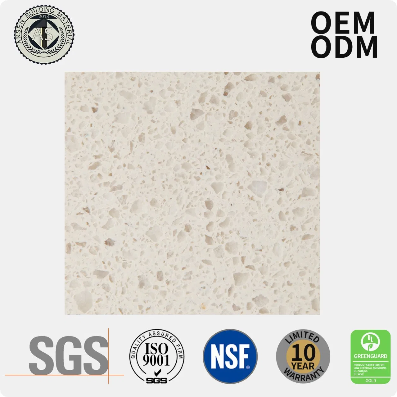Wholesale Pure Color Series 20mm Engineered Big Slab Artificial Quartz Stone Slab for Kitchen Countertop