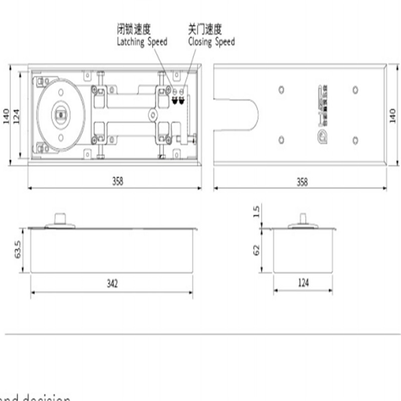 3h. Inc Manufactory Heavy Duty Glass Door Accessories 300kg Floor Spring B-800
