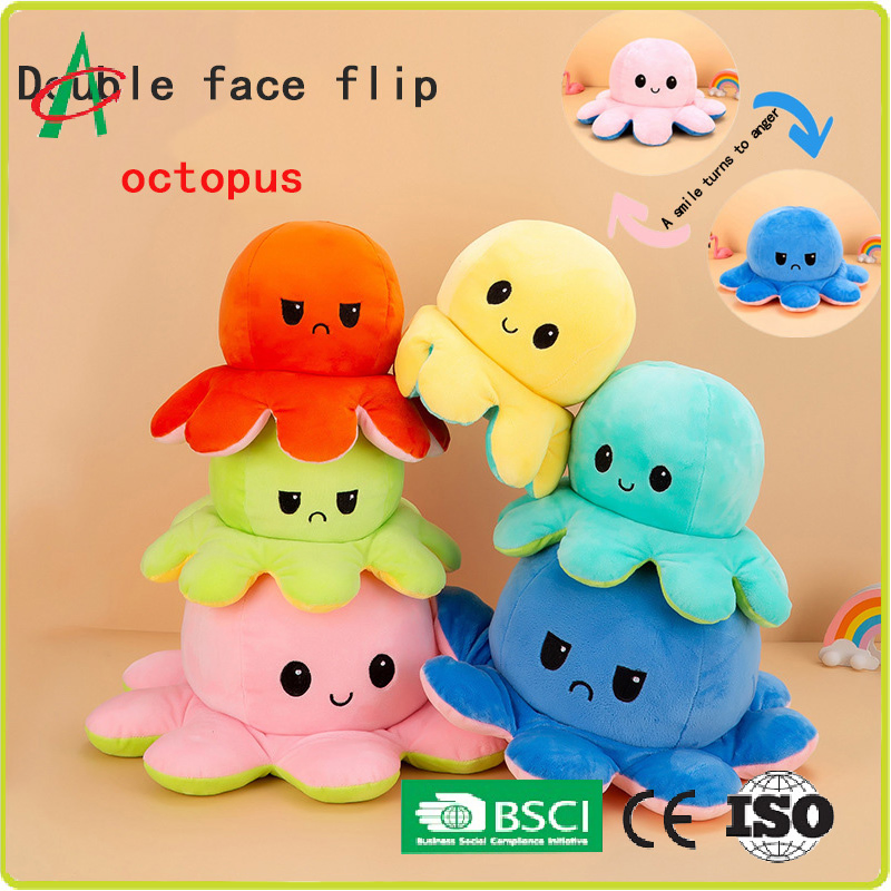 Creative Flip Octopus Doll Plush Toy Figure Reversible Octopus Double Flip Doll Children′ S Gift