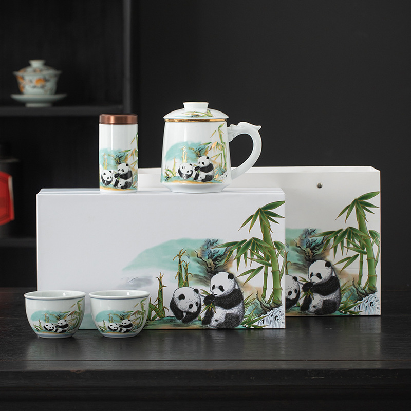New Designed Practical National Tide Panda Gift Ceramic Water Porcelain Cup