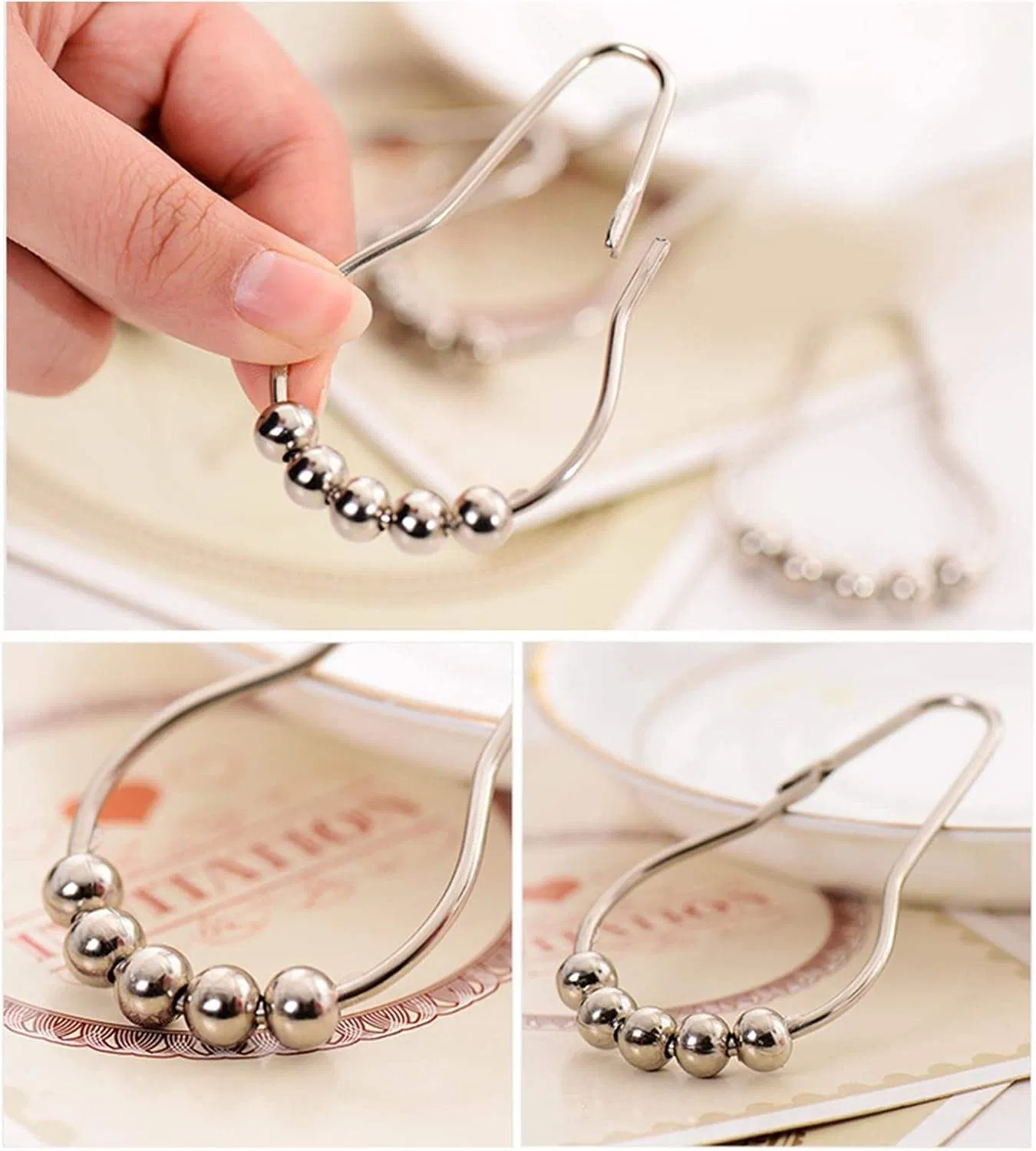 Factory Wholesale Metal Curtain Hanger Metal Curtain Hook Stainless Steel Shower Curtain Hooks