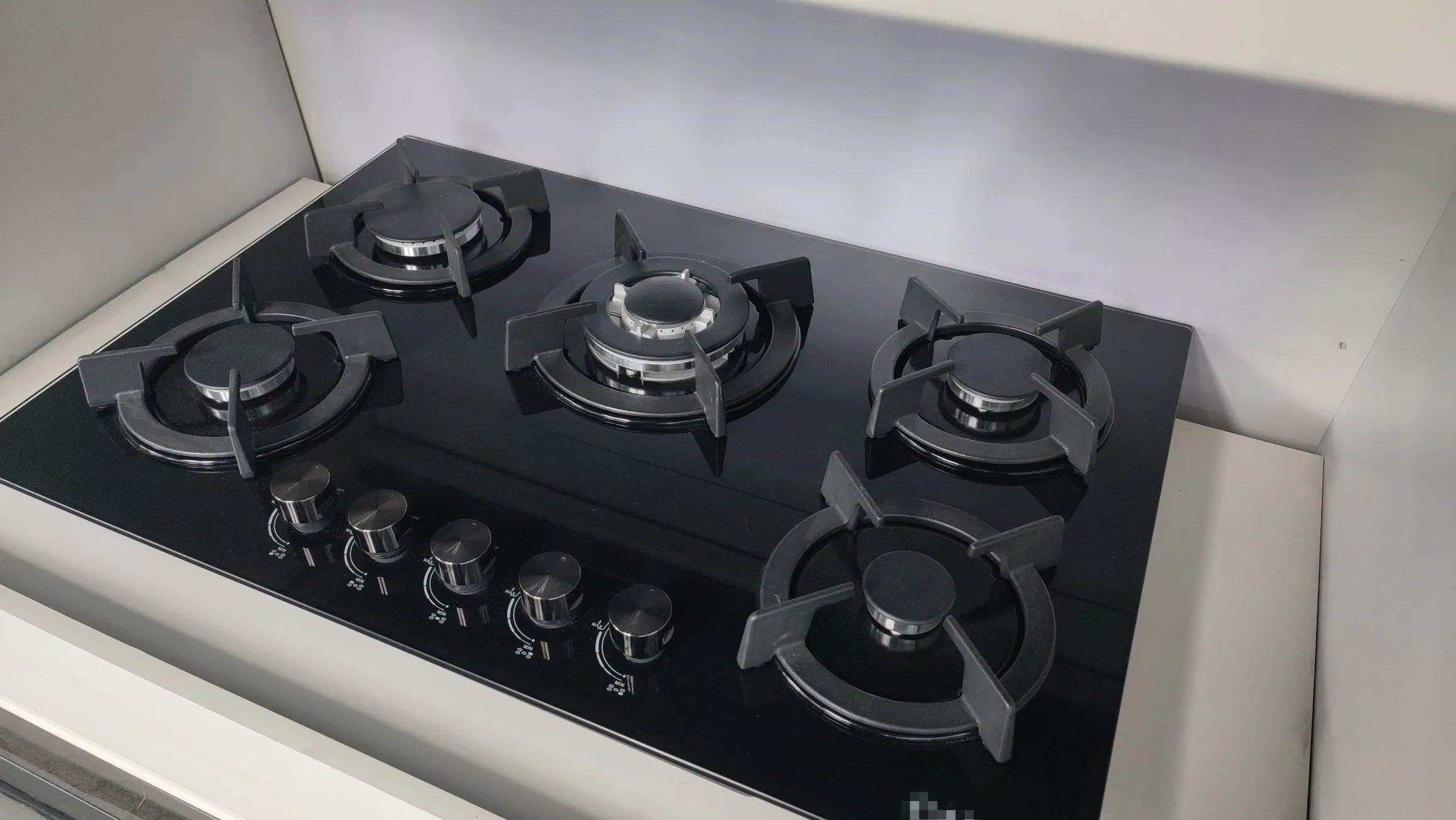 5 Burners Gas Hob Auto/Battery Ignition Gas Cooker Burner Black Tempered Glass Gas Cooker Cooktop Kitchen Stove