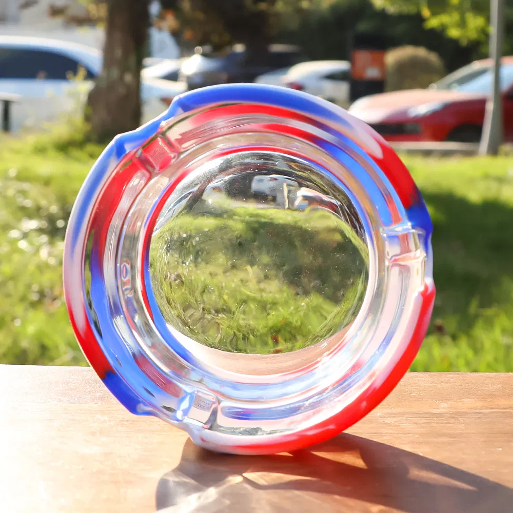 Shatter-Proof Silicone Protective Shell Transparent Smoking Glass Ashtray