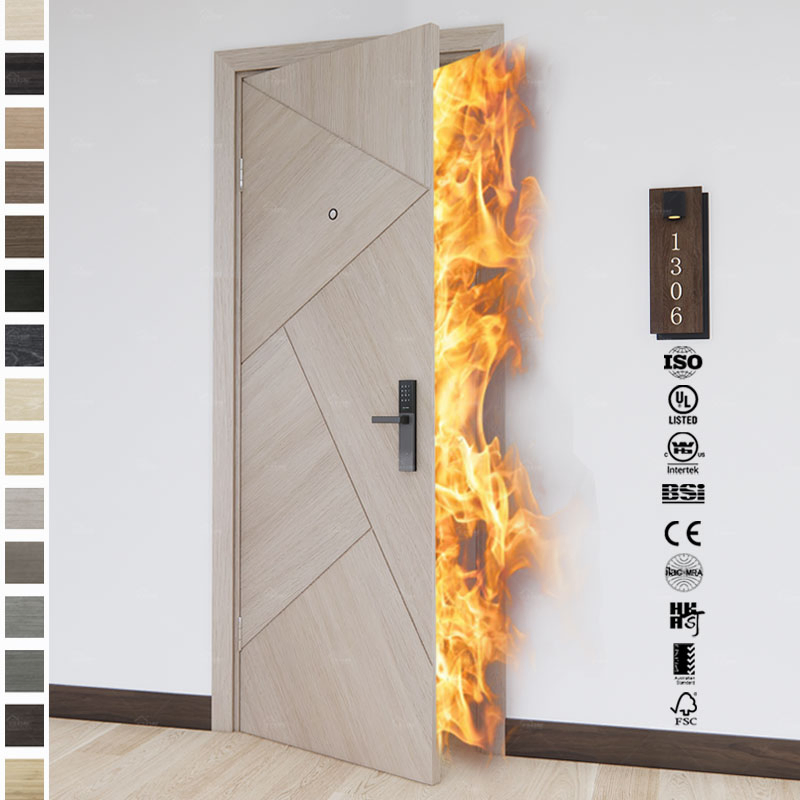 China Top Fire Wood Door Factory Custom High End BS En as CE UL Wood Fire Doors for School Apartment Hospital Hotel Room Fireproof Wooden Door Fire Rated Doors