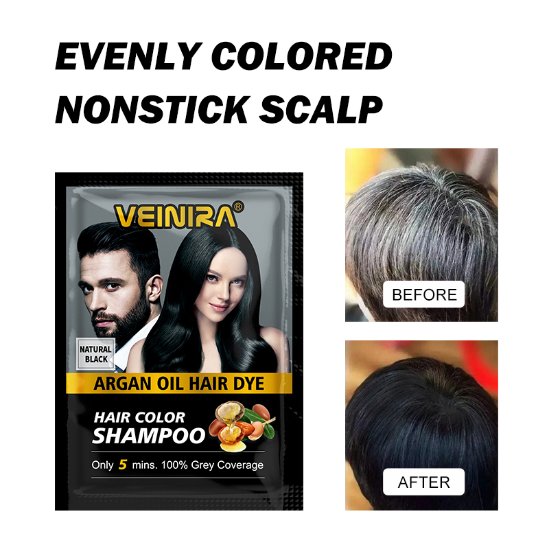 Veinira Natural Black Dark Brown Hair Treatment Color Shampoo Natural Hair Care Vegan Hair Dye Shampoo