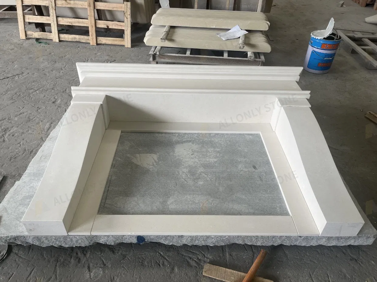 Modern Indoor Decorative Natural Stone Fireplace Surround White Marble Limestone French Fireplace Mantel for Sale