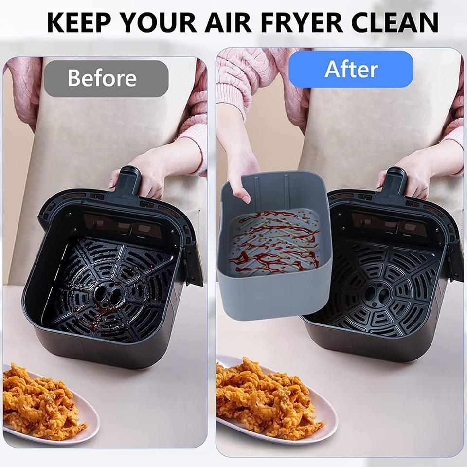 New Product BPA Free Good Safe Air Fryers Liner Kitchen Accessories Tools Collapsible Rectangle Air Fryer Silicone Liner