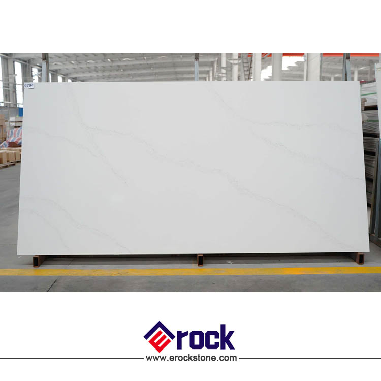 White Bianco Carrara Marble Polished Artificial Quartz Stone for Countertops