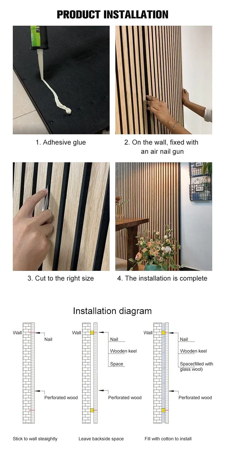 USA MDF Wooden Slatted Acoustic Pet Felt Acoustic Wood Wall Ceiling Panel