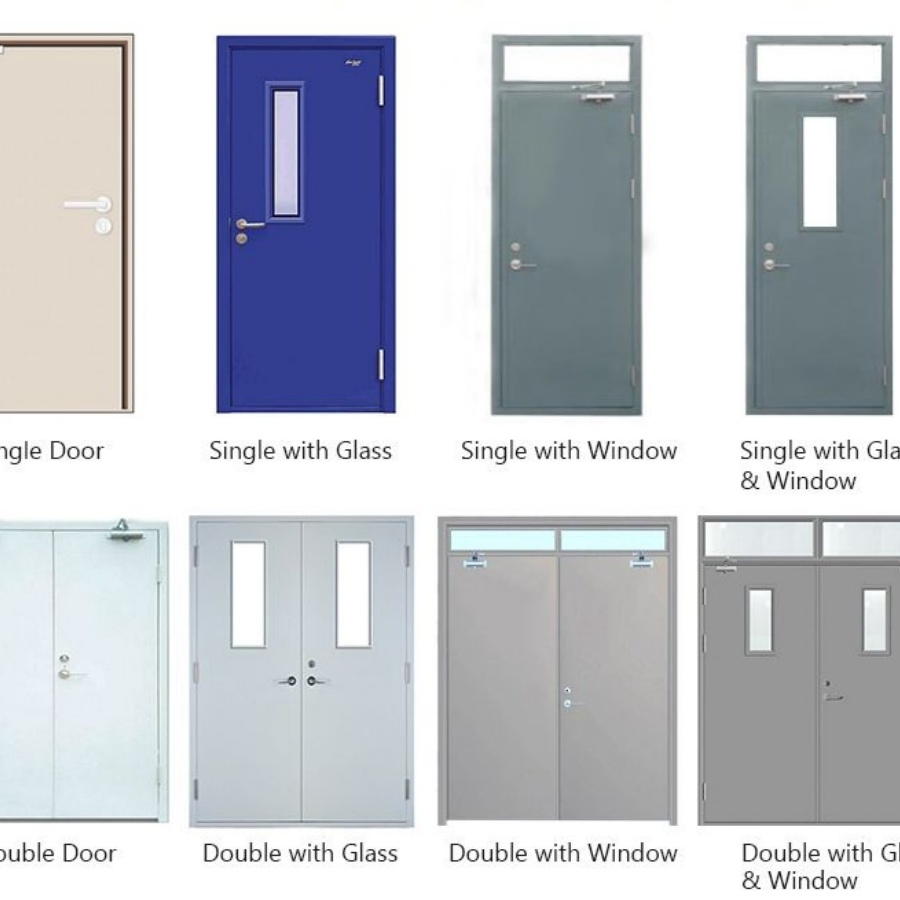 100mm 150mm Door Frame Thickness Modern Residential Fireproof Entrance Steel Security Fireproof Fire Rated Door