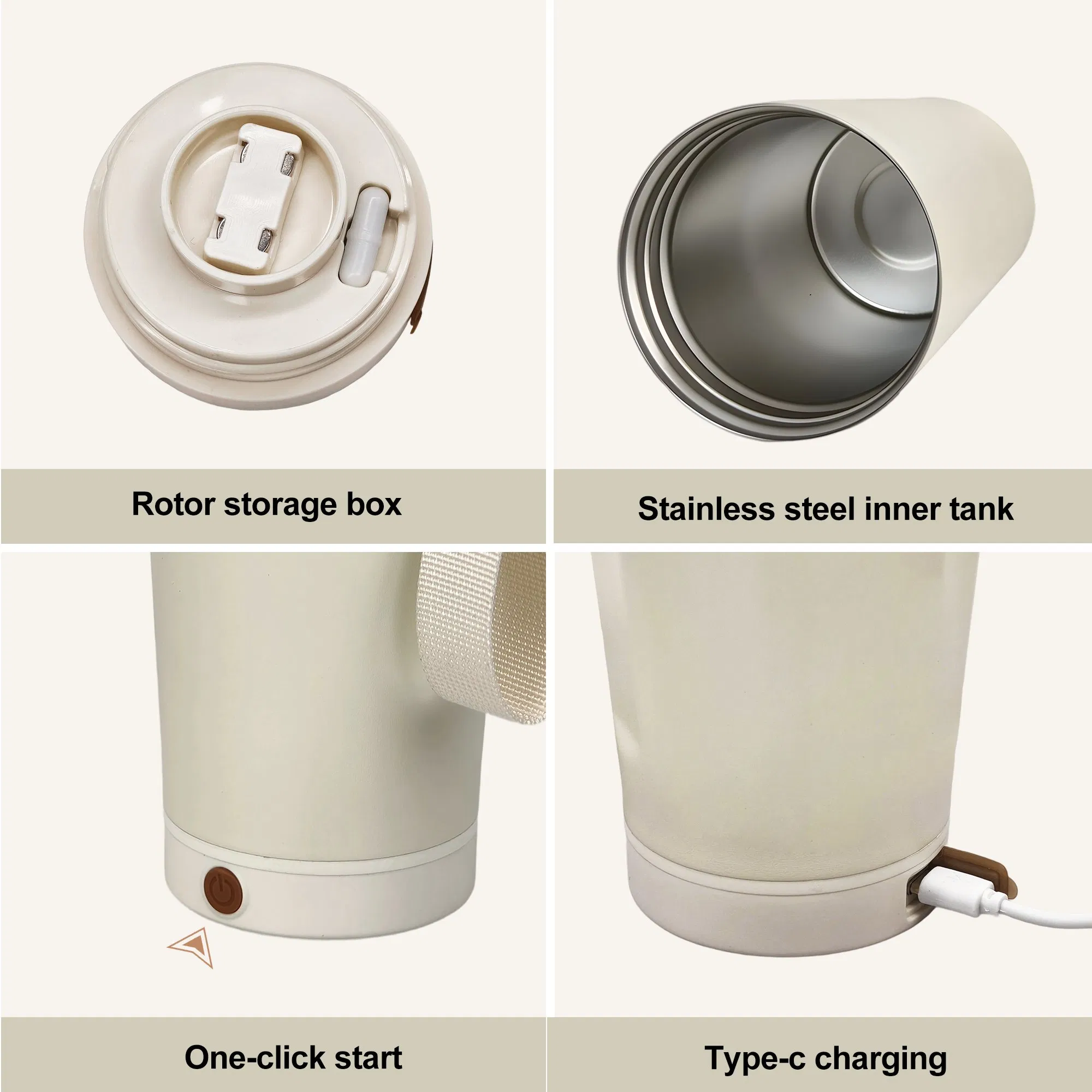 Rechargeable Automatic Magnetic Mixer Mug Double Wall Stainless Steel Insulated Thermos