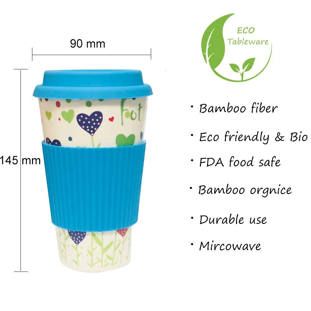 Custom Logo Printing Ec-Friendly Coffee Mug 400ml 450ml Bamboo Fiber Coffee Cup