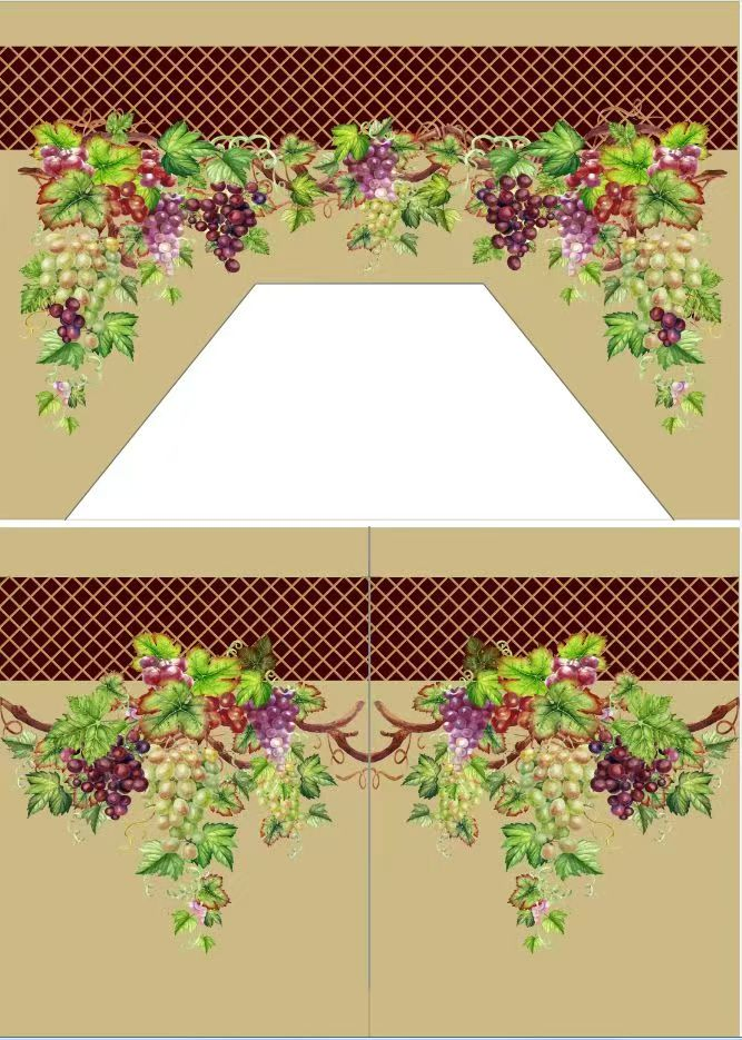 Printing 100% Polyester Short Curtains Blue Green White Orange Red Yellow Brown Kitchen Curtain