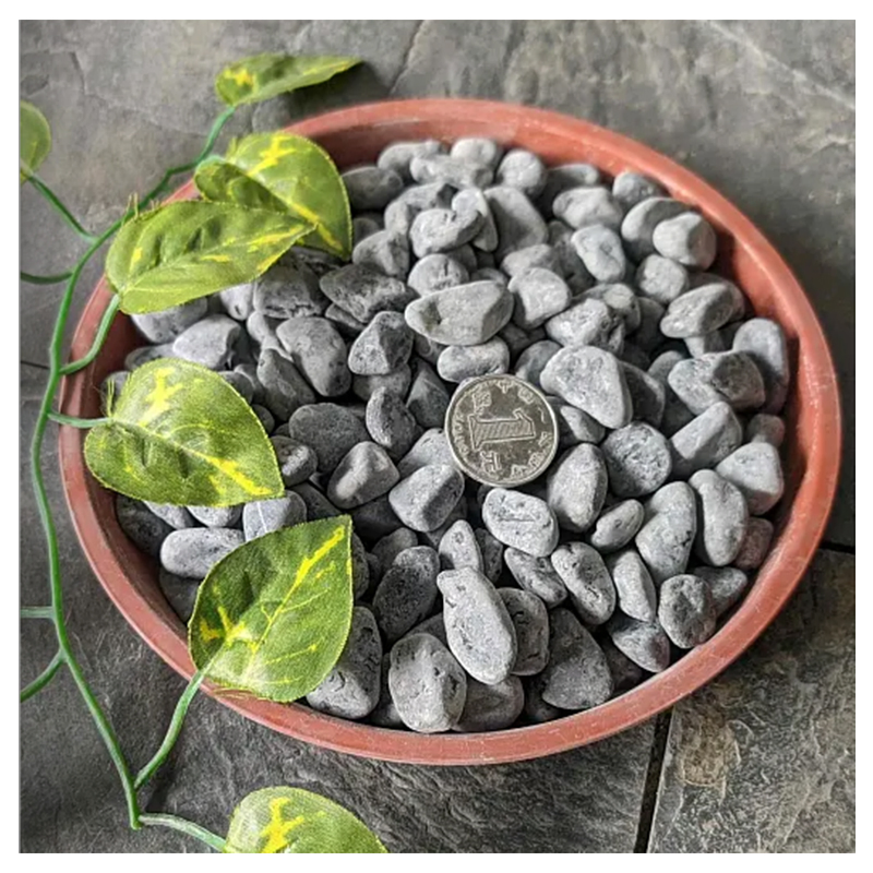 Natural Stone Marble Garden Decoration Black Pebble Stone for Garden Enhancing