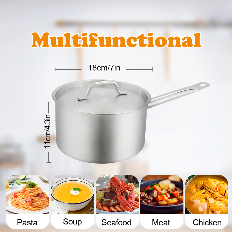 Daosheng 10cm High Body Gas Stove Induction Cooker Easy Grip Stainless Steel Cookware Sauce Pan Milk Pan