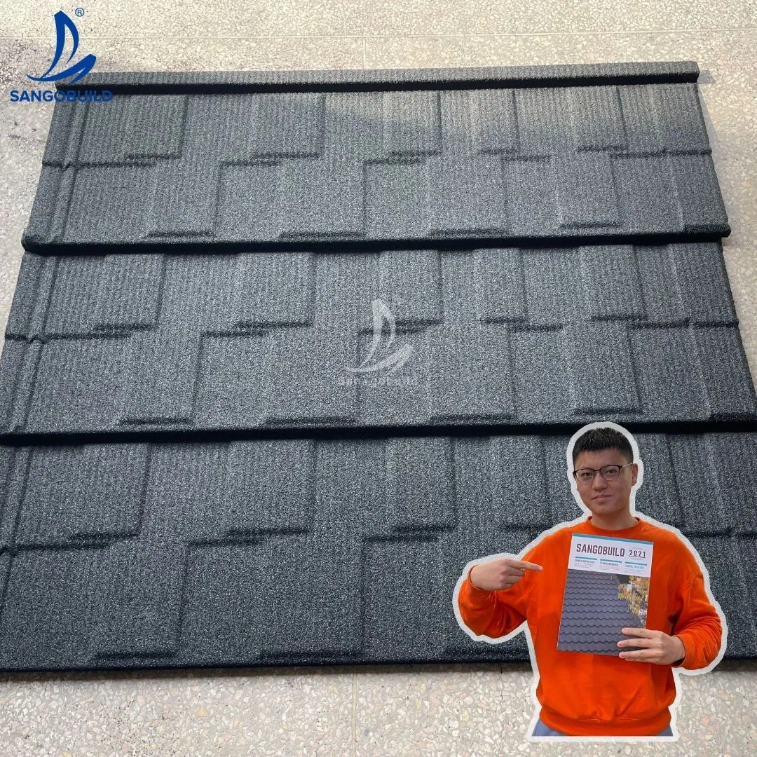 Chile El Salvador Metalico Techos 0.5mm Az150 American Standard Shingles Terracotta Color Coated Roof Stone Tiles