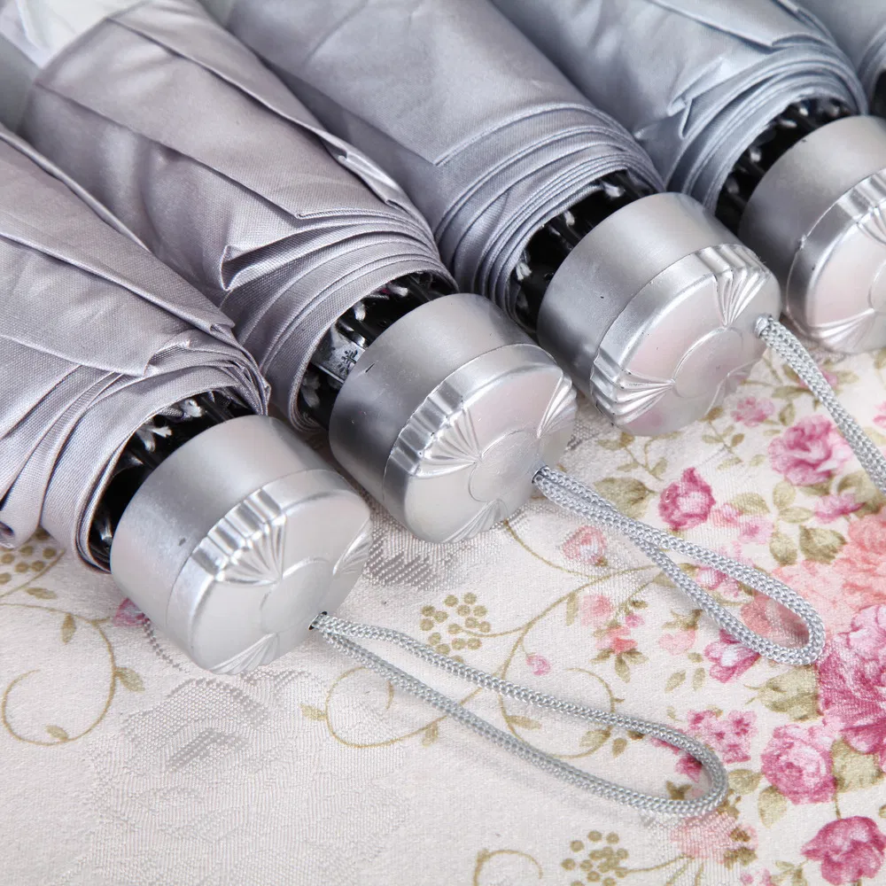 Portable Tri-Fold Sun Umbrella UV Protection Outdoor Silver Shade Wyz19956