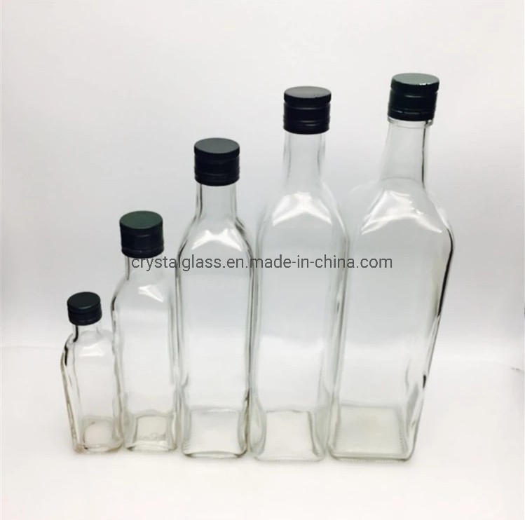 100ml Transparent Square Glass Olive Oil Bottle with Plastic Cap