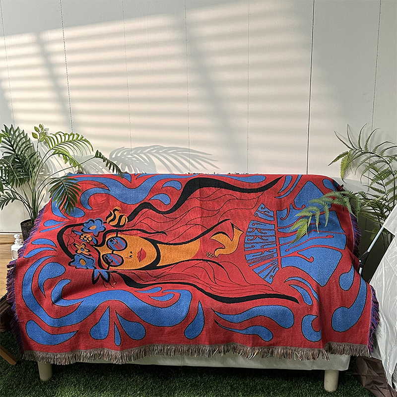 Плед вязаный с кисточками, кастомный дизайн