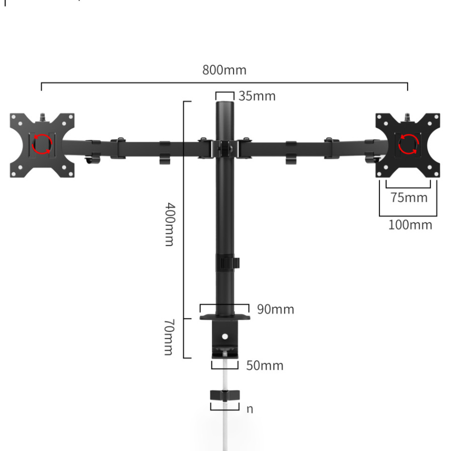 Кронштейн для монитора с регулировкой высоты и двумя рычагами