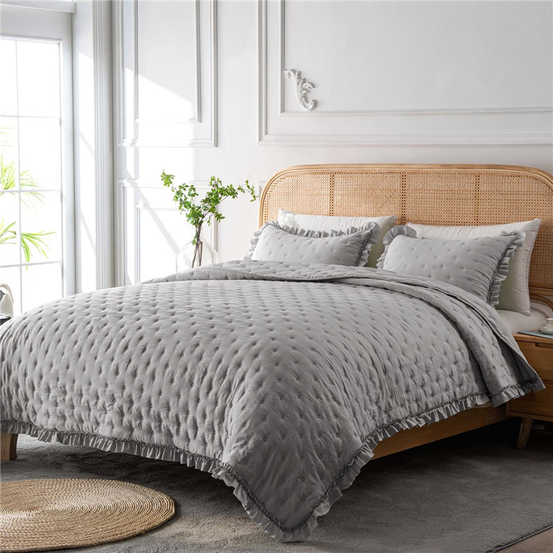 High-End Embossing Bed Plaid Cotton Linens on The Bed Blanket Thin Quilt Bed Linen Bedspreads