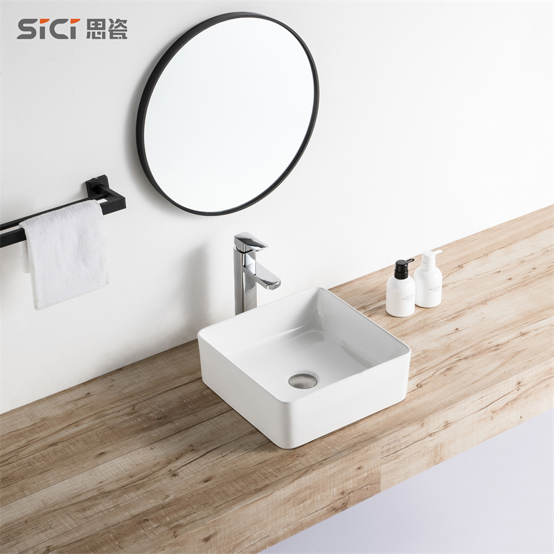 Factory Price Wholesale Ceramic Bathroom Basin Vanity Cabinets Square Cabinet Wash Basin