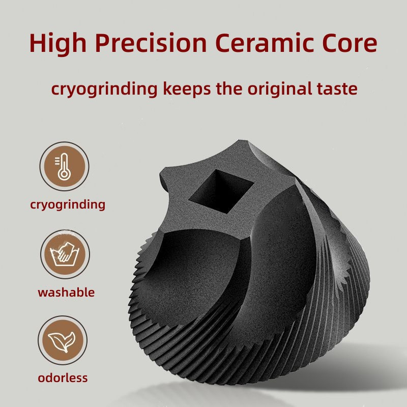Manual Coffee Grinder Capacity 25g with CNC Stainless Steel Conical Burr, Internal Adjustable Setting, Double Bearing Positioning, French Press Coffee--Black