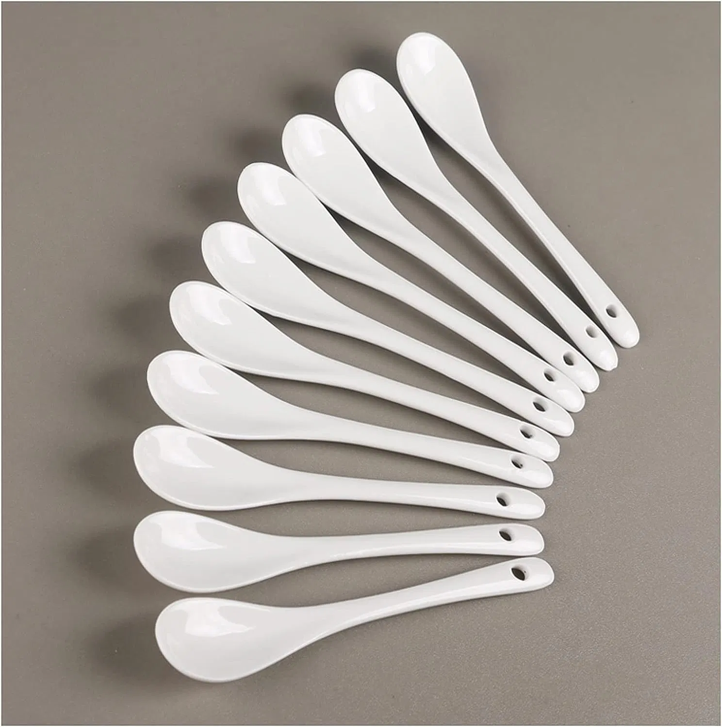 Classic White Ceramic Kitchenware Coffee Soup Spoons in Bulk
