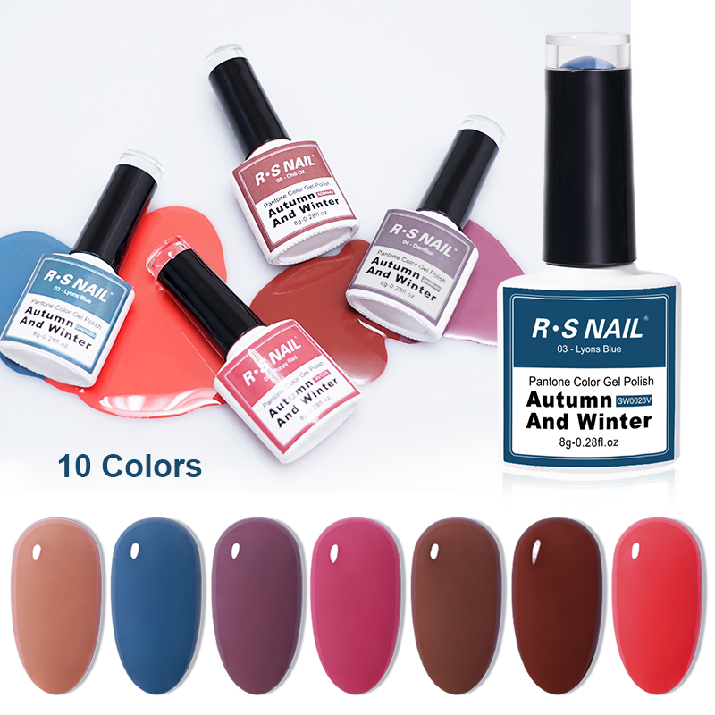 R S Nail Popular 8g Pantone Color Gel Polish 10 Color OEM/ODM Accepted Wholesale UV LED Varnish Gel Long Lasting Easy to Apply
