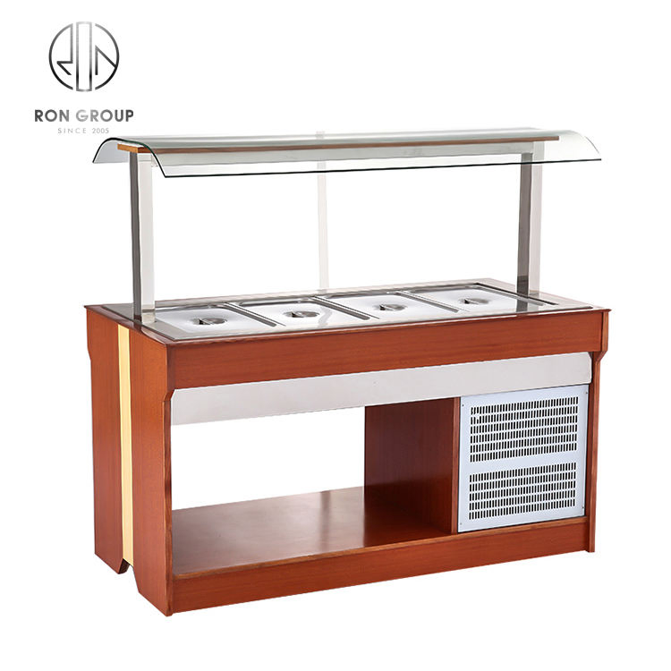 Wholesale Customized Commercial Restaurant Hotel Food Dinner Cutlery Storage Wood Stainless Steel Buffet Table Counter