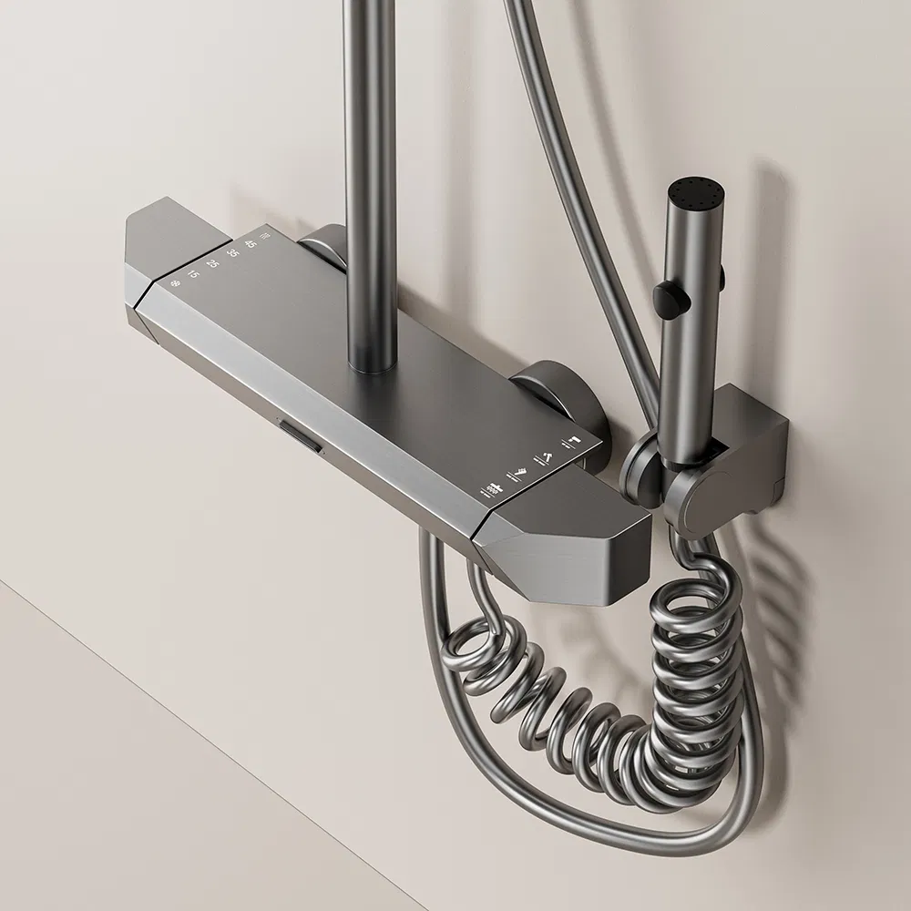 Bathroom Rain Grayshower Mixer Shower Bathing Set Contemporary Exposed Shower Faucet System Dual Handle