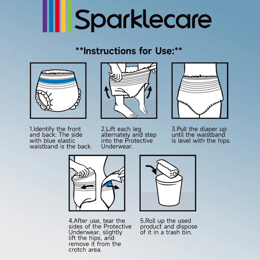 Sparklecare Wholesale Disposable Adult Diaper Strong Absorption Pull-up Pants with Soft Texture Incontinence Solution