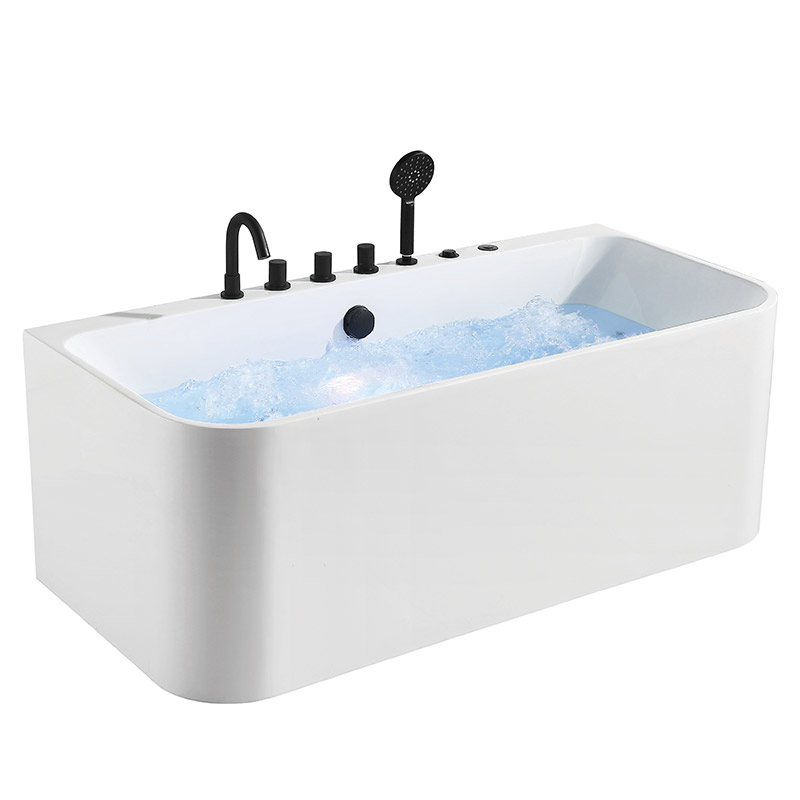 Acrylic Freestanding Bathtub Contemporary Soaking Tub White Gloss Outer Massage Bathtub