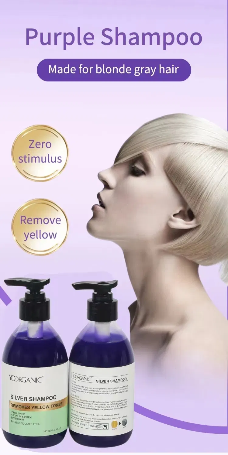 Top Quality Wholesale OEM ODM Private Label Salon Use Repairing Anti-Yellow Shampoo for Blonde Hair