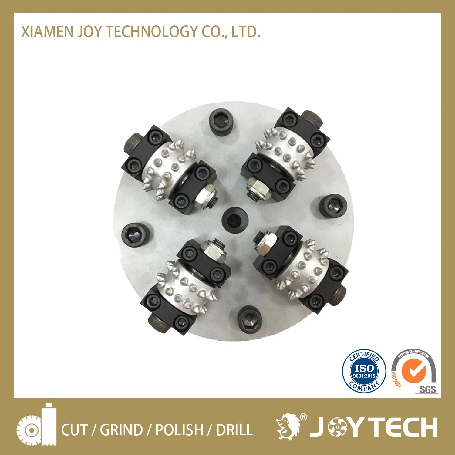 Joy Tech Diamond Cutting Tool Concrete Floor Grinding Wheel Abrasive Tooling 7 Inch 180mm Bush Hammer Plate for Hand Grinder (JOY-BHP-7BH)