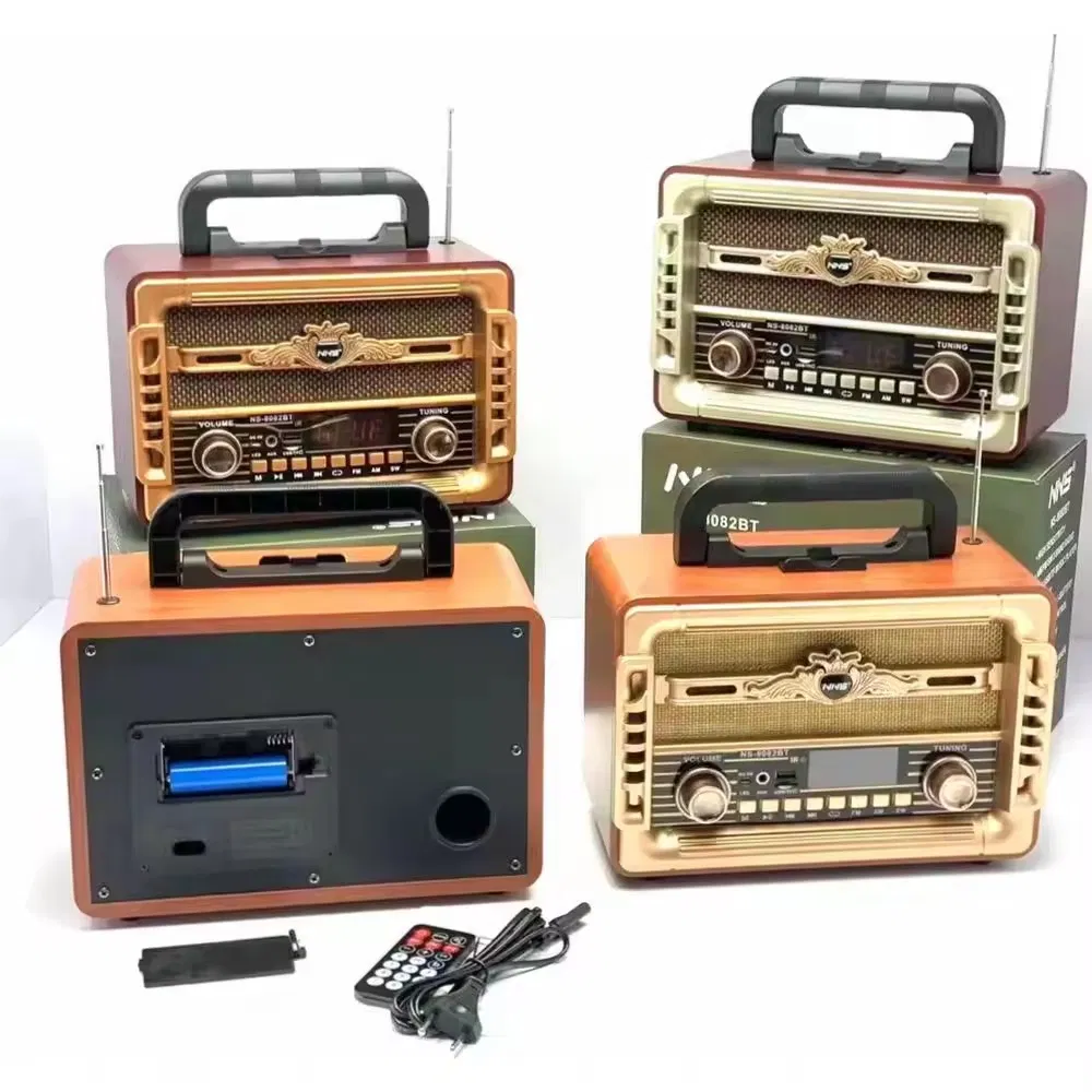 Ретро радио NS-8082BT с Bluetooth, деревянный корпус