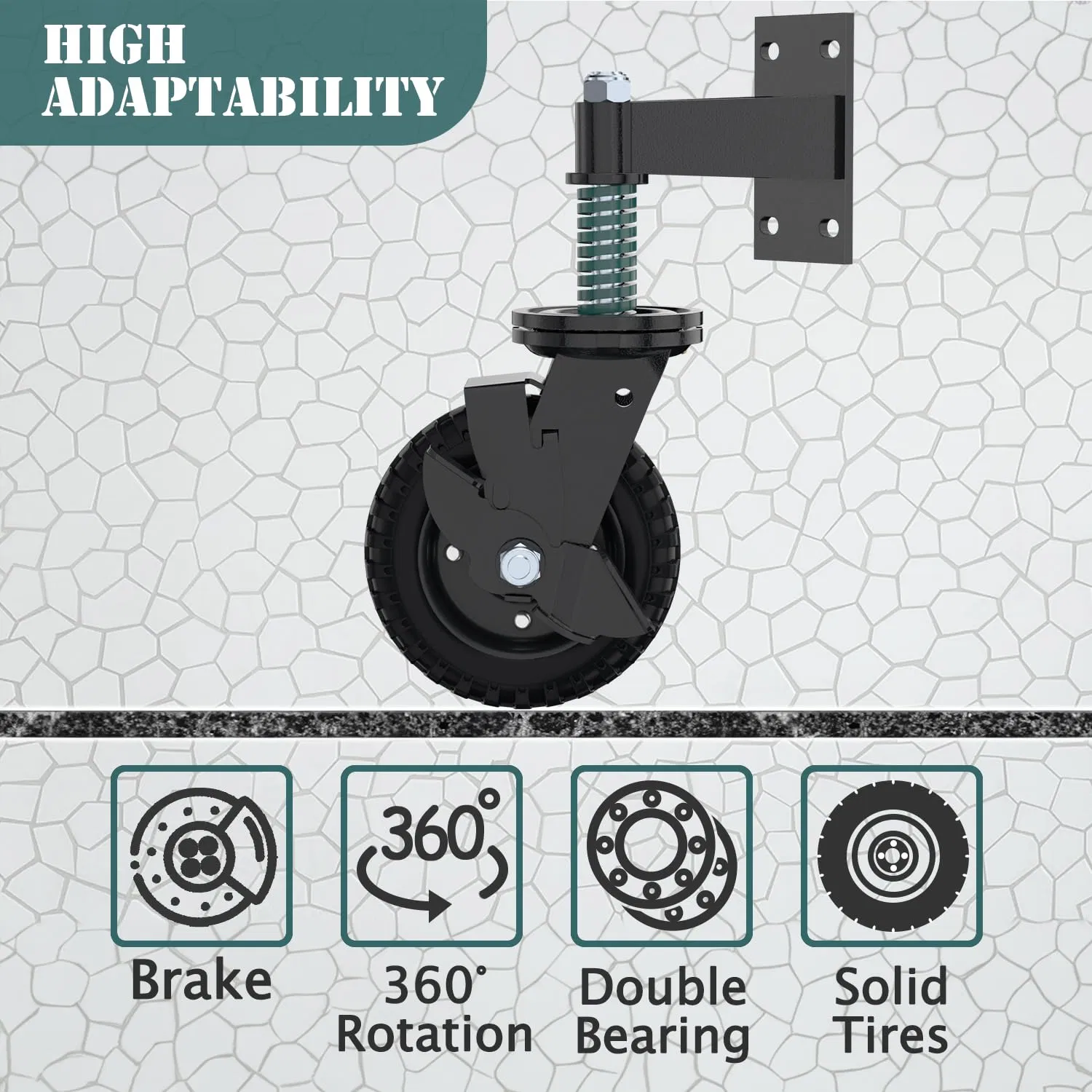 6 Inch Door Wheel Caster for Tube, Wood Gates in Retail Package