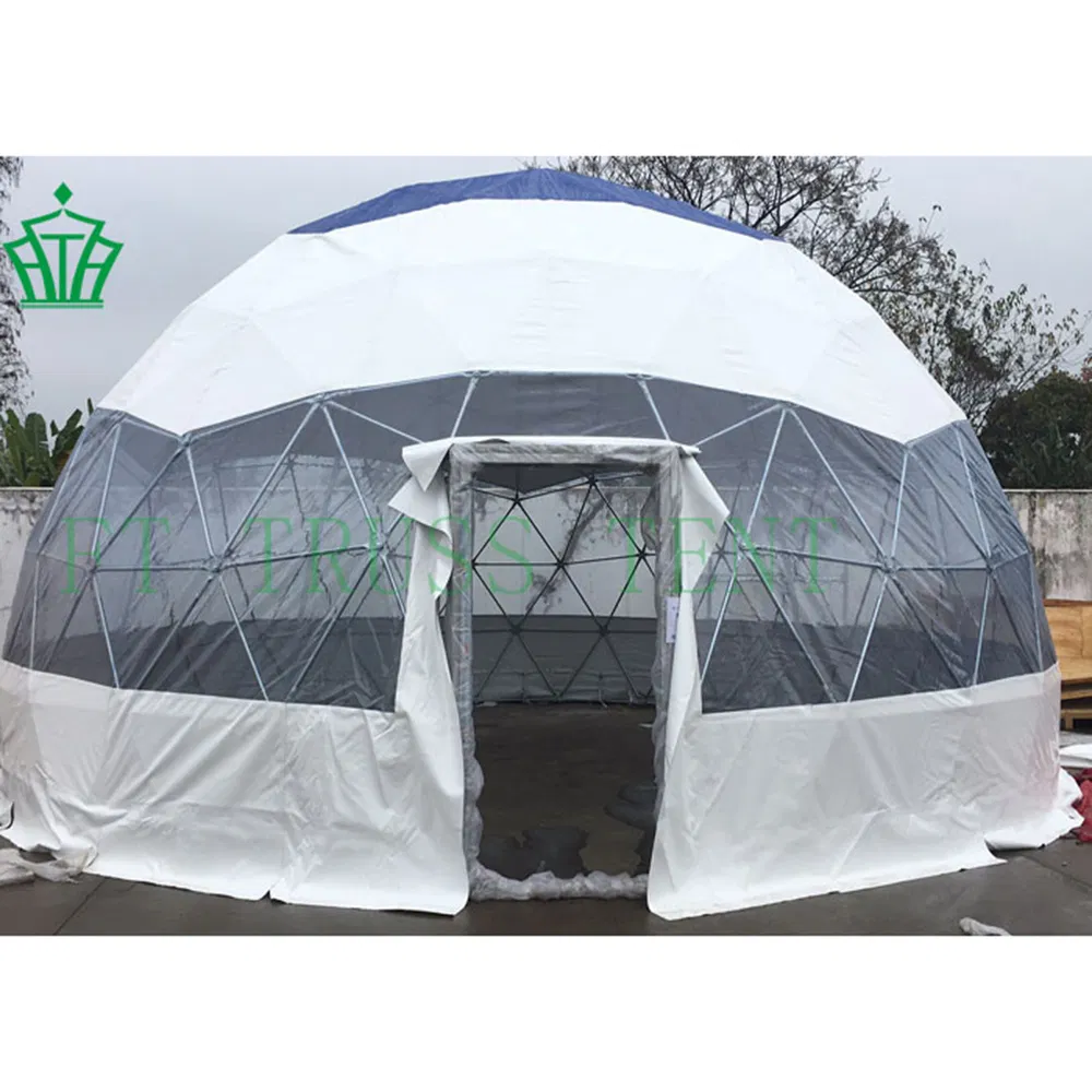 Diameter 8m Steel Dome Camping Resort Igloo Tent with Square PVC Door