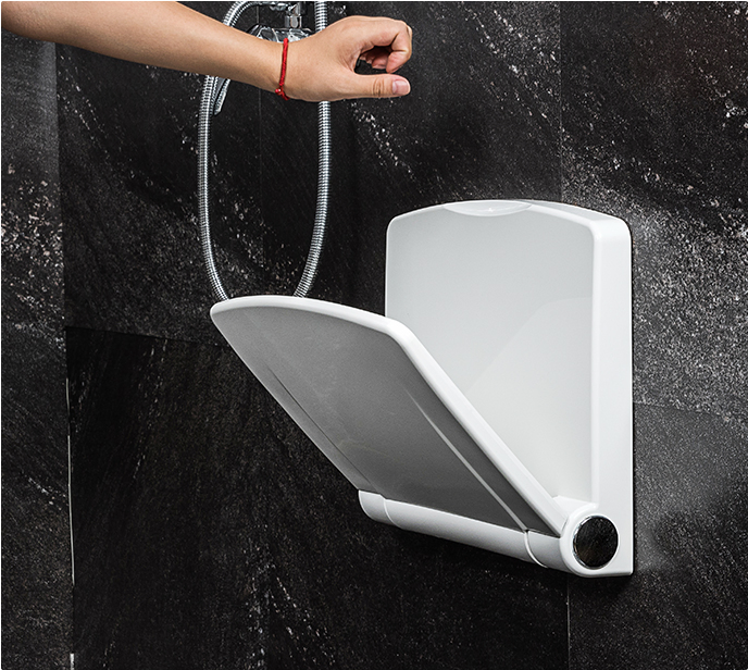 Simple White Color Wall Mounted Fold-up Shower Chair for Disable