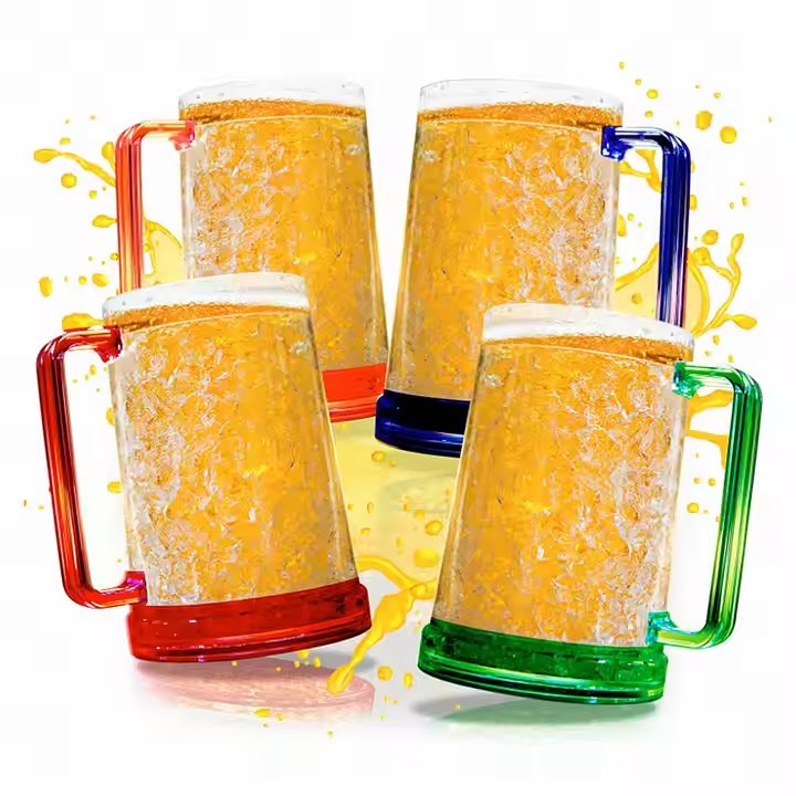 Прозрачная пивная кружка 16 унций с ручкой для морозилки