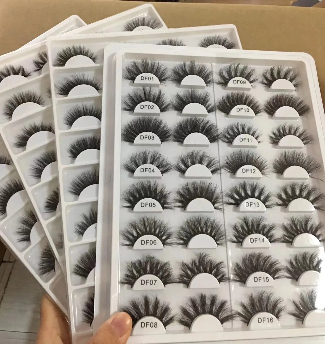 Wholesale Custom Own Brand 3D Silk 5D Super Fluffy Faux Mink Lashes Synthetic Silk Fiber Eyelashes Faux Mink Eyelashes