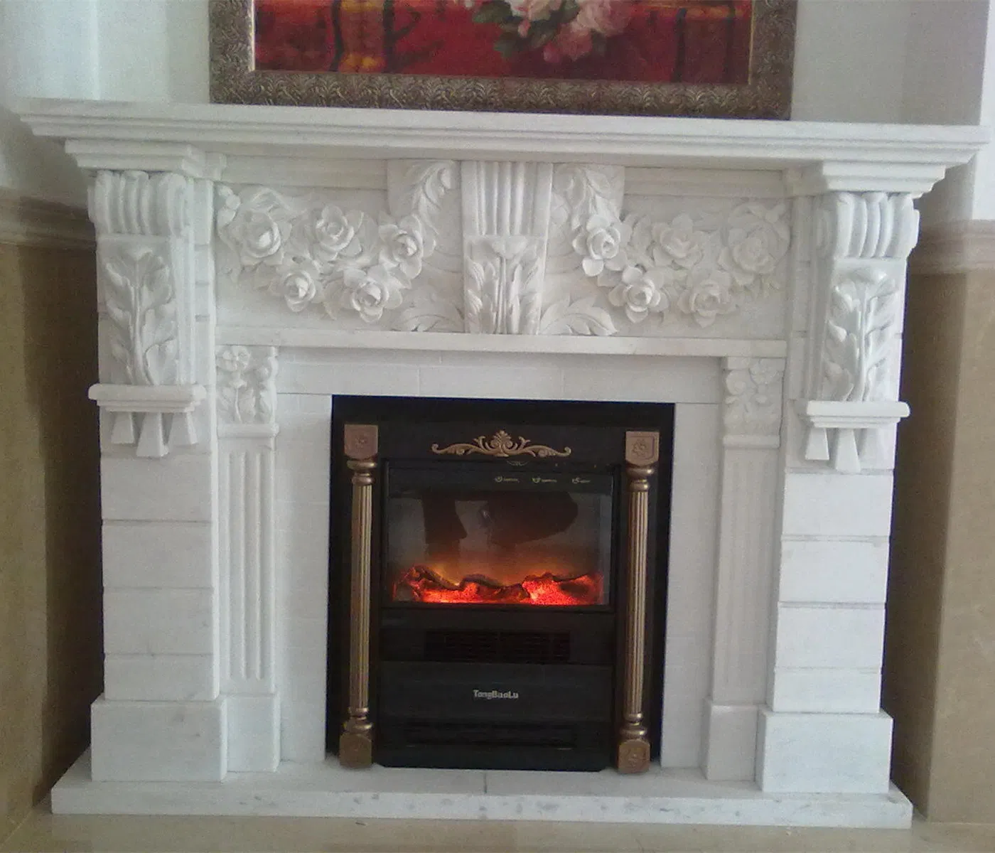 Natural Marble Fireplace Mantel, Fireplace Surrounds Mantel for Home Decoration