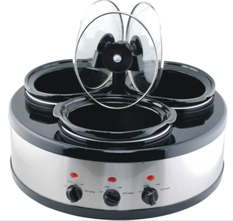 New Design Triple Slow Cooker-Three 1.5qt Capacity Round Shape