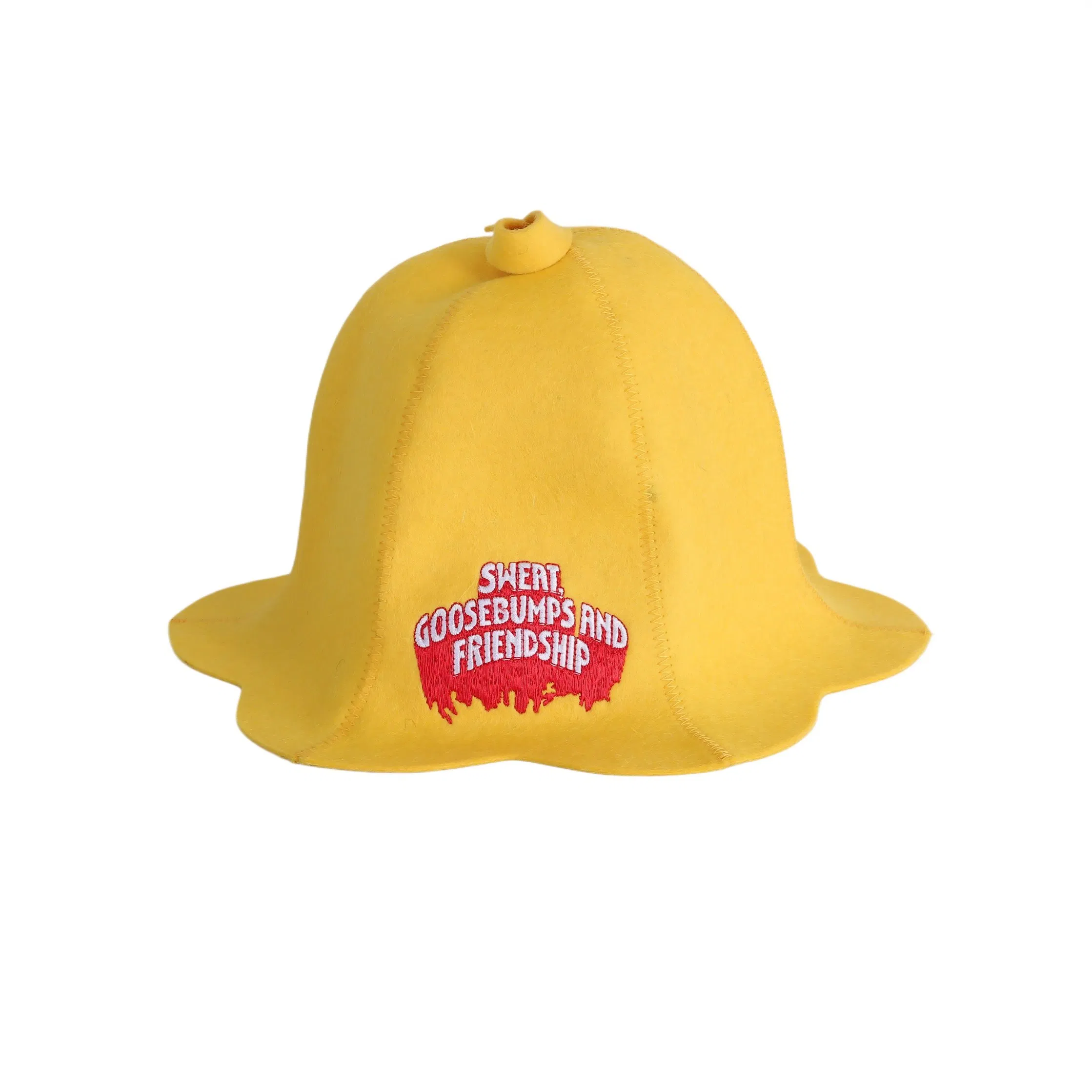 Yellow Flower Luxurious Wool Felt Sauna Cap SPA Wool Sauna Hat