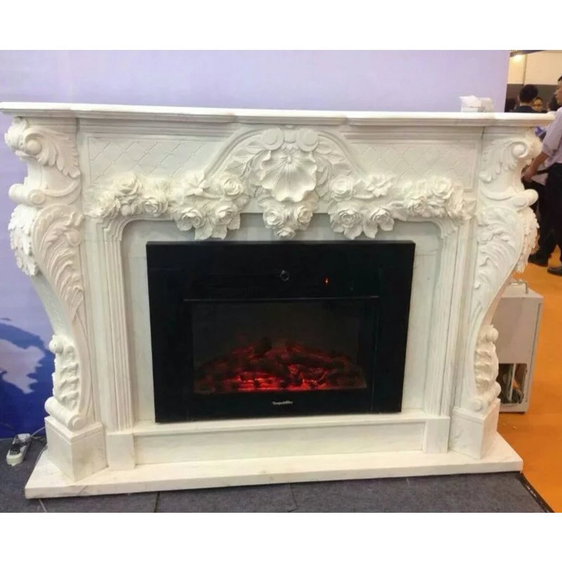 Камин из белого мрамора ручной работы